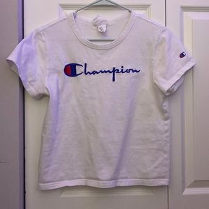 A white champion shirt! Worn like 3-4 times and is super comfortable!!